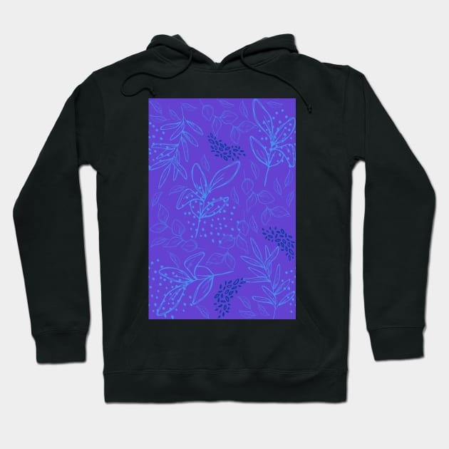 Light Blue leaves pattern Hoodie by PedaDesign